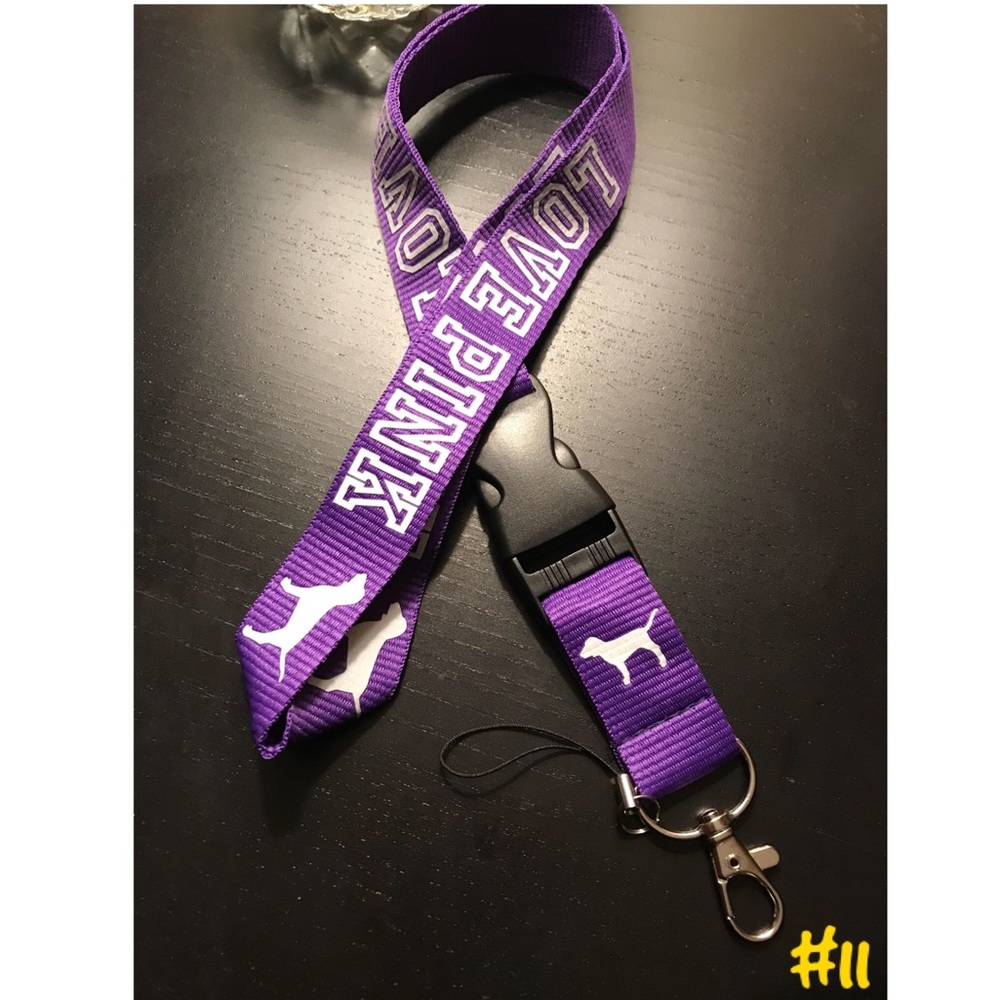 VS Pink Lanyard Key Chain Card Phone Holder Purple